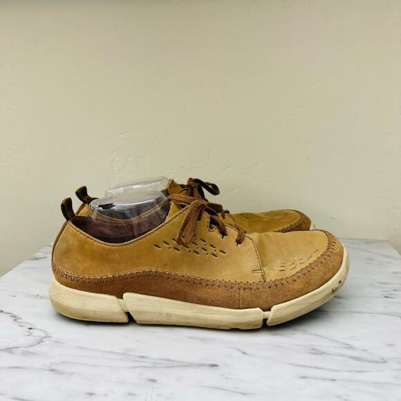 Clark’s Trifi Lace Tan Leather Sneakers Men’s Size 10 - Picture 4 of 10
